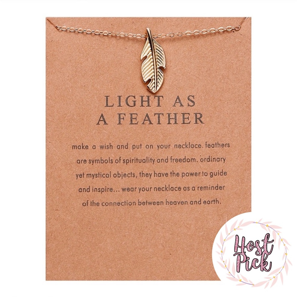 ‼️3/$30 Boho Feather Gold Wish Necklace